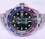 Copy Rolex GMT-Master II Black Dial Blue & Pink Ceramic Bezel SS Case Watch